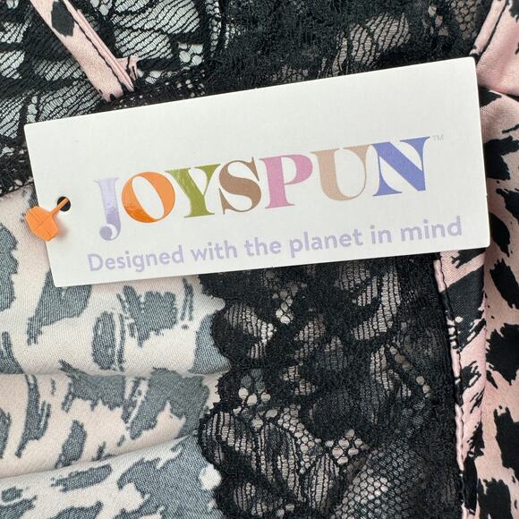 Joyspun Animal Leopard Print Satin Lace Short Nightie Chemise Women's Size L - Picture 6 of 8